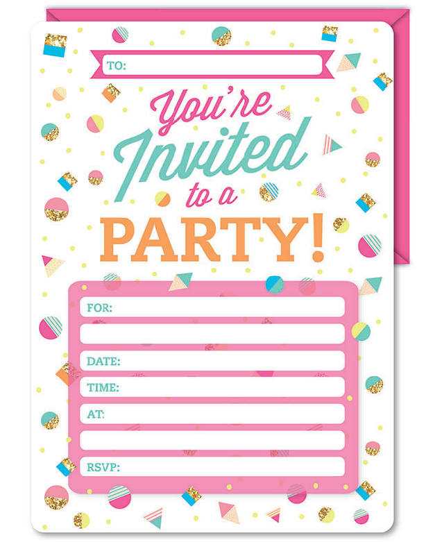 16pk Invitation & Envelope Pink Shape