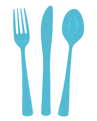 24 piece Blue Plastic Cutlery