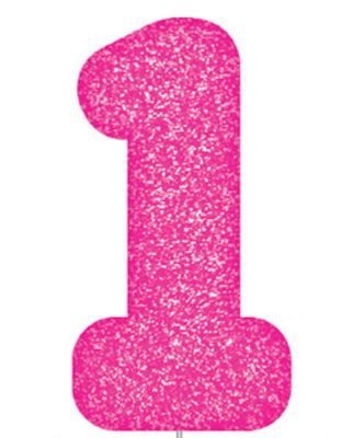 Pink Glitter Number Cake Birthday Candles 1