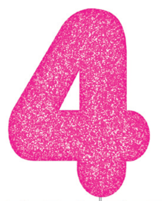 Pink Glitter Number Cake Birthday Candles 4