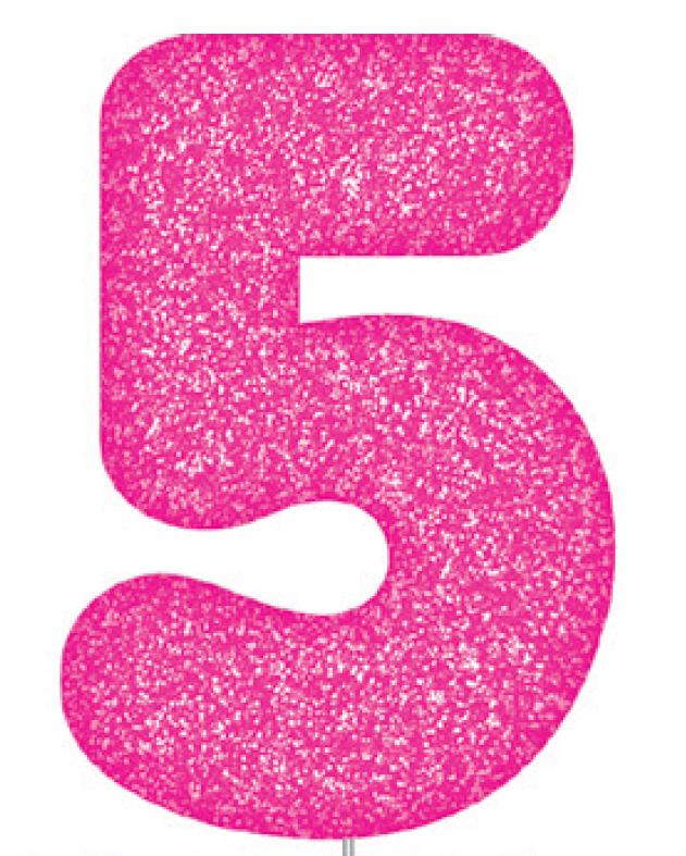 Pink Glitter Number Cake Birthday Candles 5