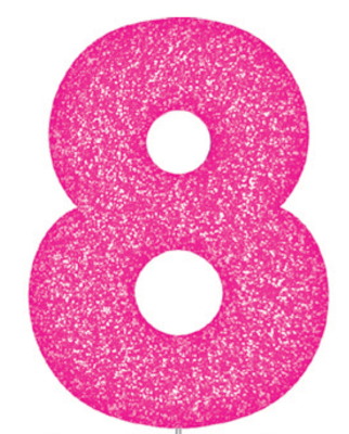 Pink Glitter Number Cake Birthday Candles 8