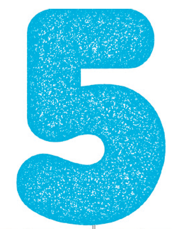 Blue Glitter Number Cake Birthday Candles 5