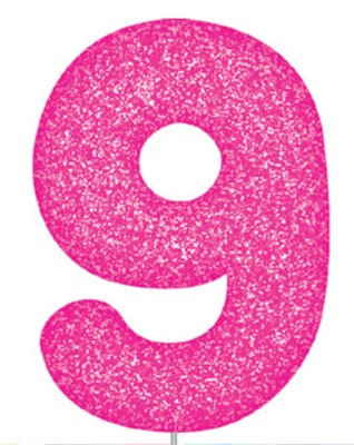 Pink Glitter Number Cake Birthday Candles 9