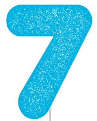 Blue Glitter Number Cake Birthday Candles 7