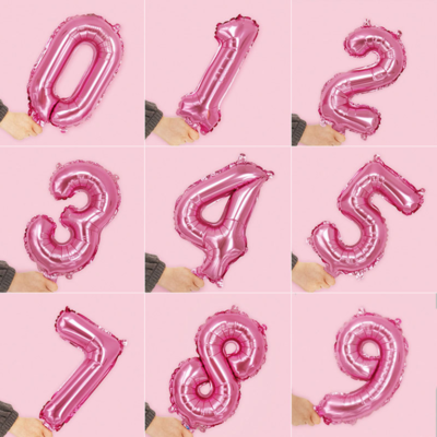 16&quot;/35 cm Pink Number Foil Balloon 0-9 (can&#39;t float)