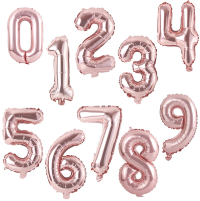 16&quot;/35 cm Rose Gold Number Foil Balloon 0-9 (can&#39;t float)