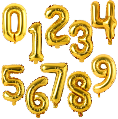 16&quot;/35 cm Gold Number Foil Balloon 0-9 (can&#39;t float)