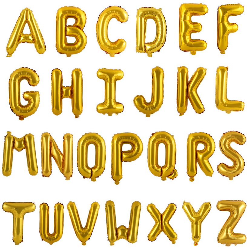 16&quot;/35 cm Gold Letter Foil Balloon A-Z (can&#39;t float)