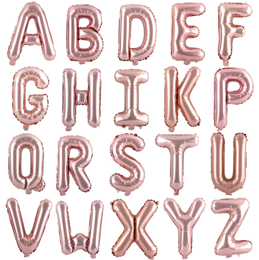 16"/35 cm Rose Gold Letter Foil Balloon A-Z (can't float)