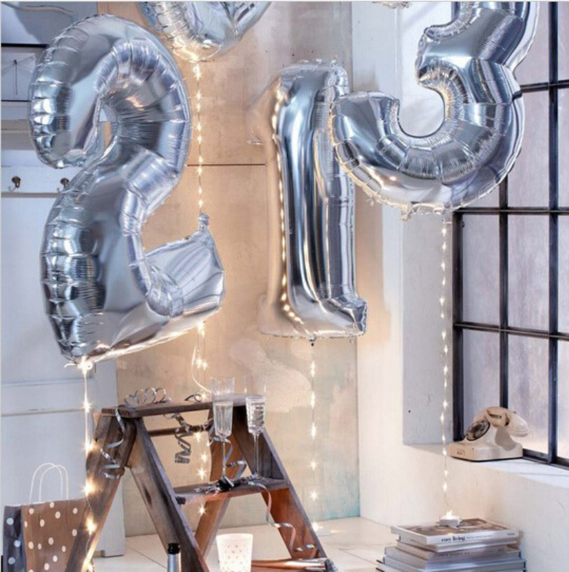 40&quot;/90 cm Silver Jumbo Number Foil Balloon 0-9 Helium Filled with Weight