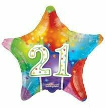 18"/45 cm Birthday Candles Foil Balloon 21st *Helium Filled*