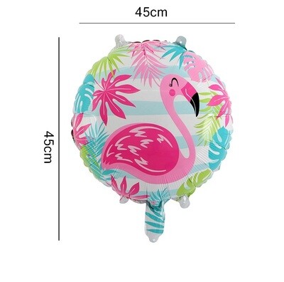 Hawaii Party Theme Round Flamingo Foil Balloon *Helium Filled*