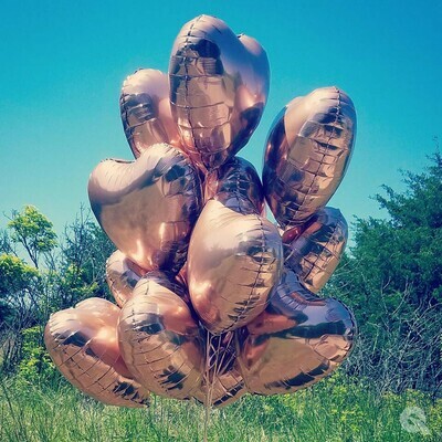 Rose Gold Heart Bouquet with Helium