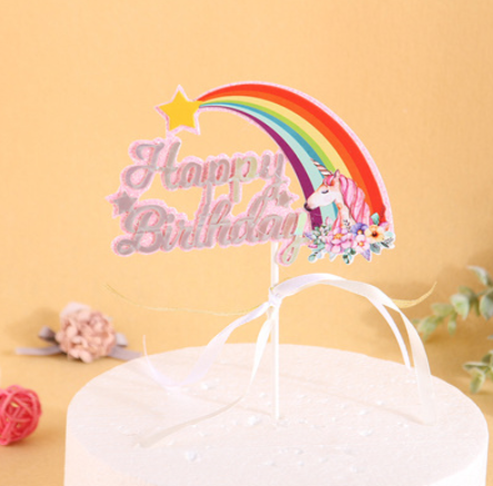cake topper unicorn rainbow happy birthday