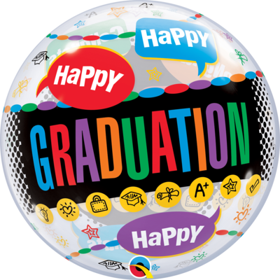 Happy Graduation - Congrats Grad Bubble Balloon *Helium filled*