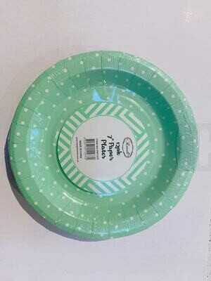12pk Green Spots Round Paper Plates 7 inch/18 cm