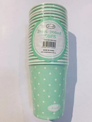 20 pk Green Spots Paper Cups 200mL