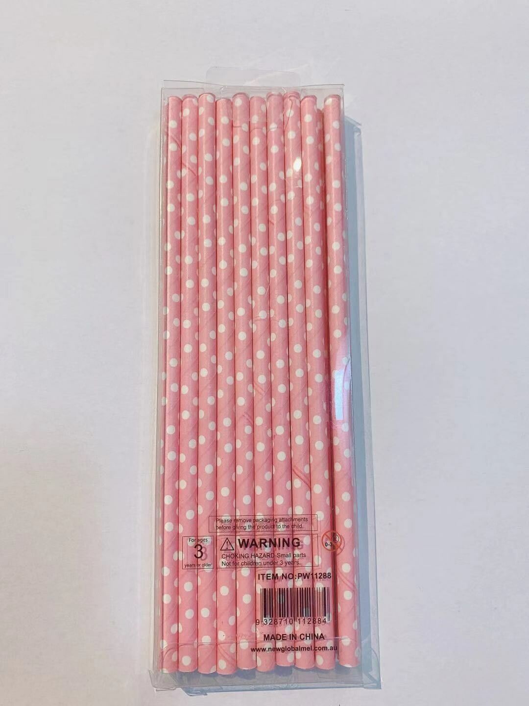 20 pk Pink Spots Paper Straws