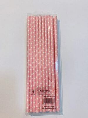 20 pk Pink Spots Paper Straws