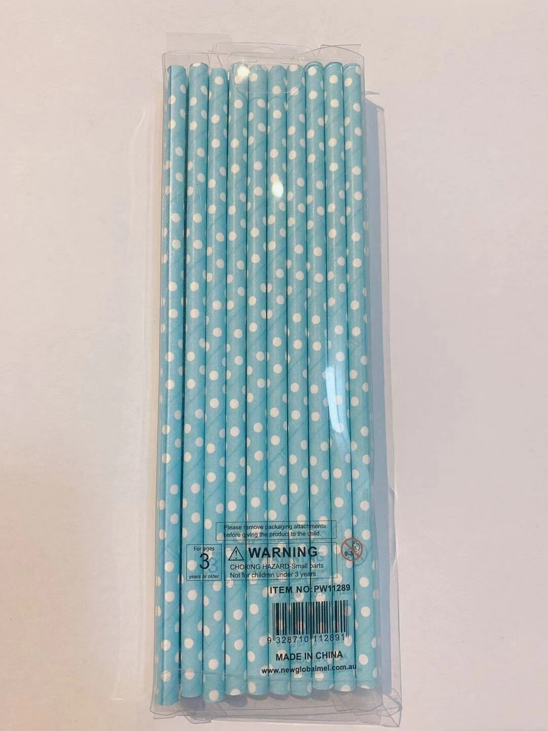 20 pk Blue Spots Paper Straws