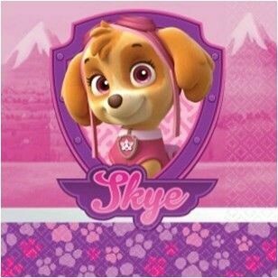 16pk Beverage Napkins Paw Patrol Girls (25cm x 25cm)