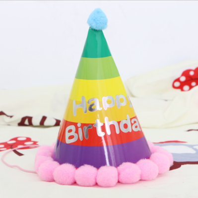1pk Rainbow Happy Birthday Hats