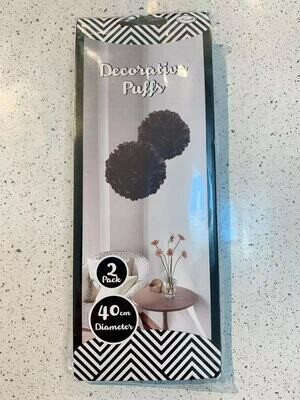 Decorative Paper Puffs Black 2 pack 40 cm