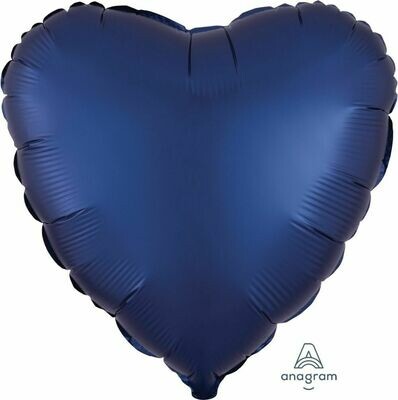 Helium Filled Solid Colour Foil 18" Heart Satin Luxe Navy