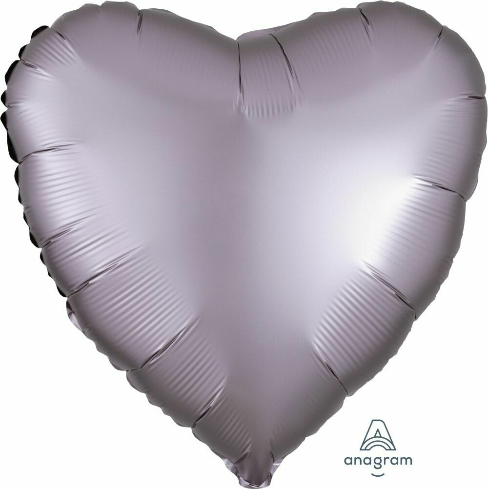 Helium Filled Solid Colour Foil 18&quot; Heart Satin Luxe Graphite