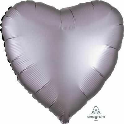 Helium Filled Solid Colour Foil 18" Heart Satin Luxe Graphite