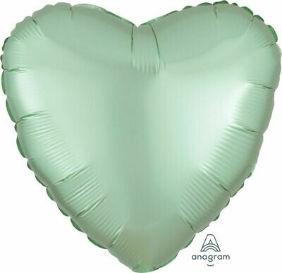 Helium Filled Solid Colour Foil 18" Heart Satin Luxe Pastel Mint