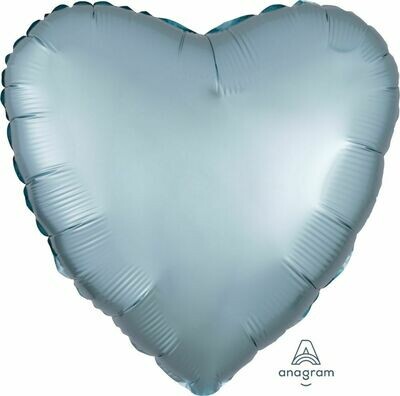 Helium Filled Solid Colour Foil 18" Heart Satin Luxe Pastel Blue