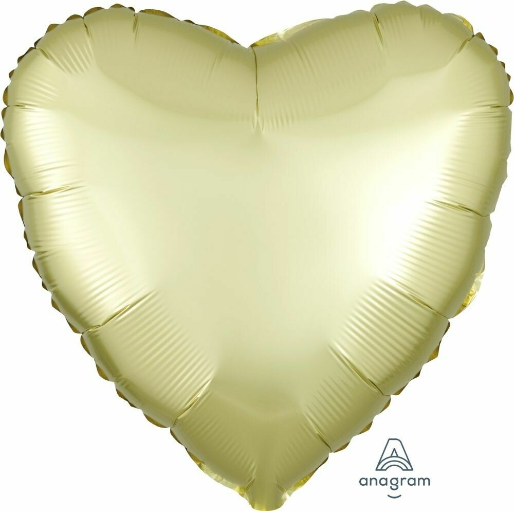 Helium Filled Solid Colour Foil 18&quot; Heart Satin Luxe Pastel Yellow