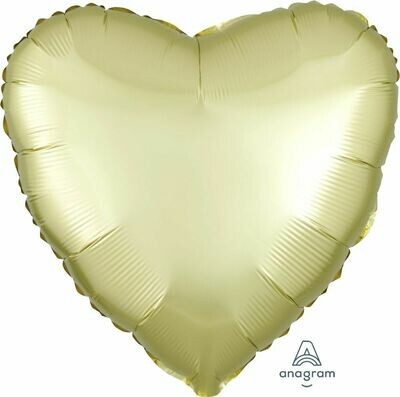 Helium Filled Solid Colour Foil 18" Heart Satin Luxe Pastel Yellow