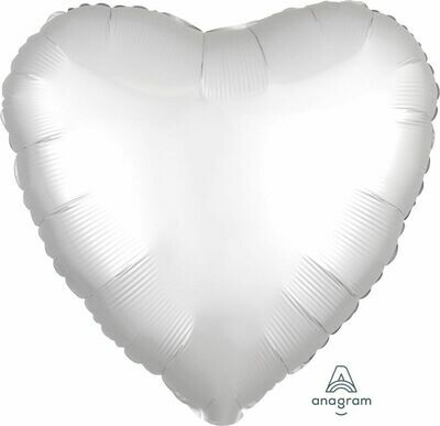 Helium Filled Solid Colour Foil 18" Heart Satin Luxe White
