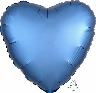 Helium Filled Solid Colour Foil 18" Heart Satin Luxe Azure