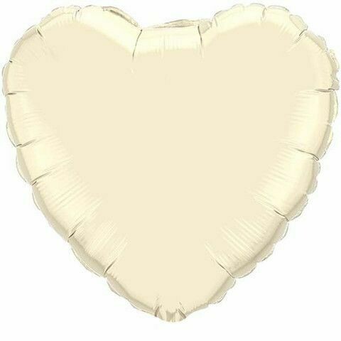 Helium Filled Solid Colour Foil 18&quot; Heart Pearl Ivory