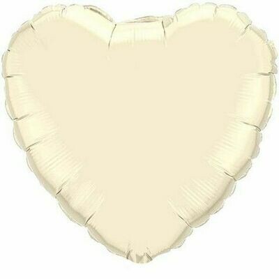 Helium Filled Solid Colour Foil 18" Heart Pearl Ivory