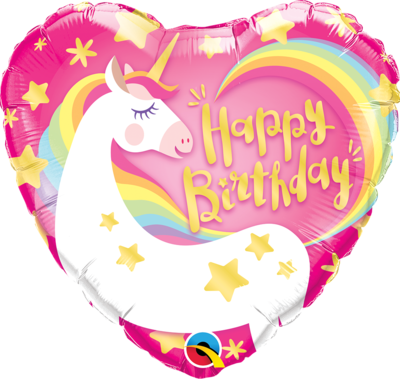 18"/45 cm Happy Birthday Magical Unicorn Foil Balloon *Helium Filled*