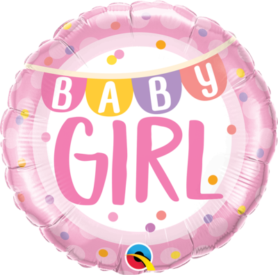 18"/45 cm Baby Girl Banner and Dots Foil Balloon *Helium Filled*
