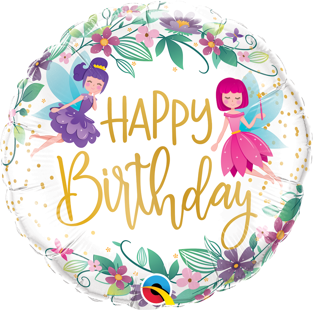 18&quot;/45 cm Birthday Wild Flower Fairies Foil Balloon *Helium Filled*