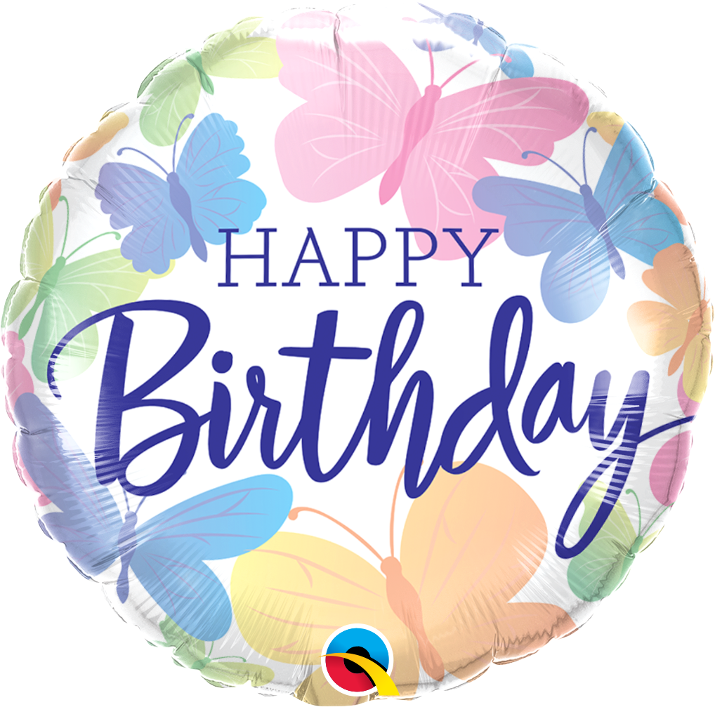 18&quot;/45 cm Birthday Beautiful Butterflies Foil Balloon *Helium Filled*
