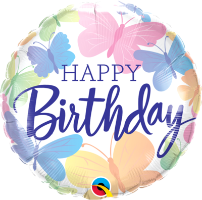 18&quot;/45 cm Birthday Beautiful Butterflies Foil Balloon *Helium Filled*
