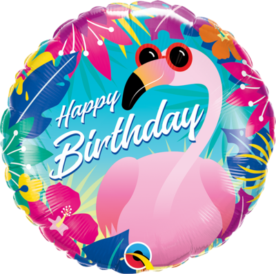 18&quot;/45 cm Birthday Tropical Flamingo Foil Balloon *Helium Filled*