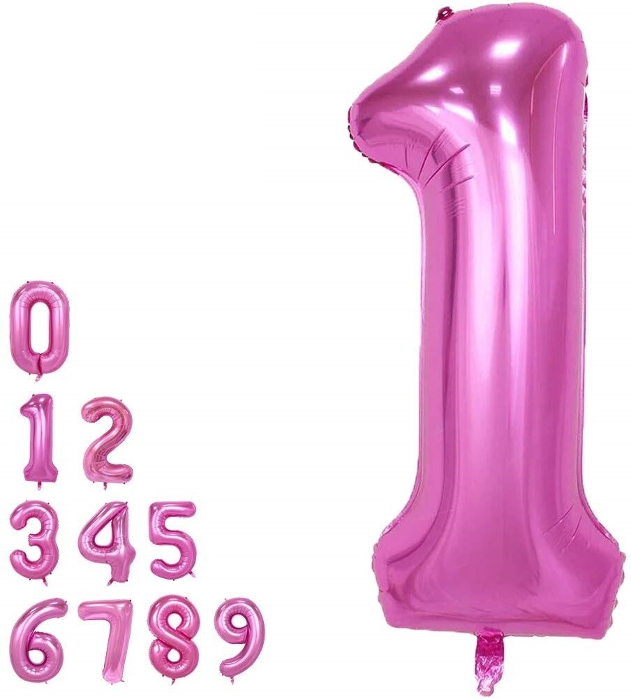 40&quot;/90 cm Pink Jumbo Number Foil Balloon 0-9 Helium Filled with Weight