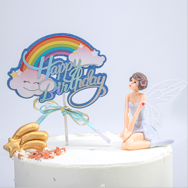 Cake Topper Happy Birthday Rainbow