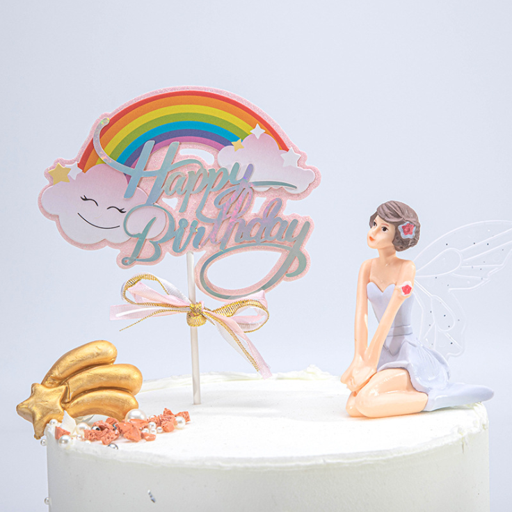 Cake Topper Happy Birthday Rainbow
