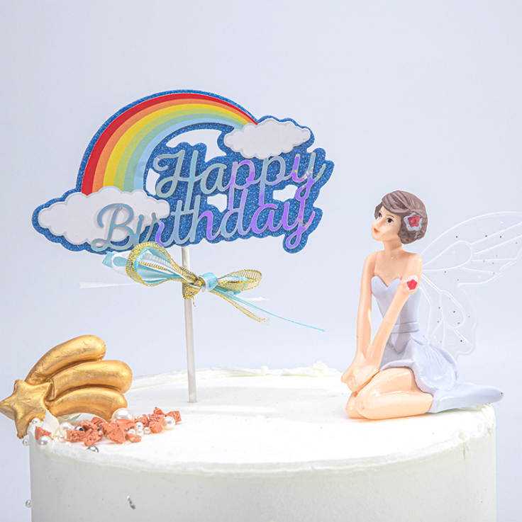 Cake Topper Happy Birthday Rainbow