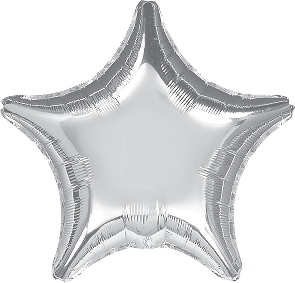 Helium Filled Solid Colour Foil 18&quot; Silver Foil Star Balloon